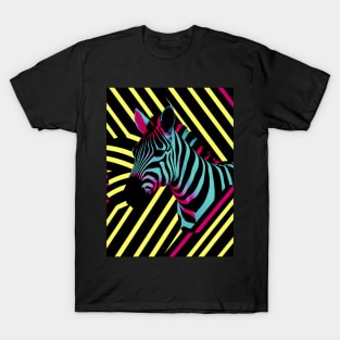 Neon zebra print art T-Shirt